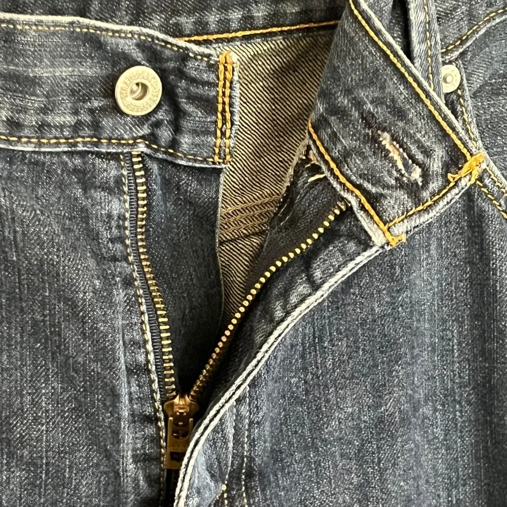 Levis 514 Slim Straight Leg Jeans Mens 38x34 Dark‎ Wash Blue Flap Pocket Denim